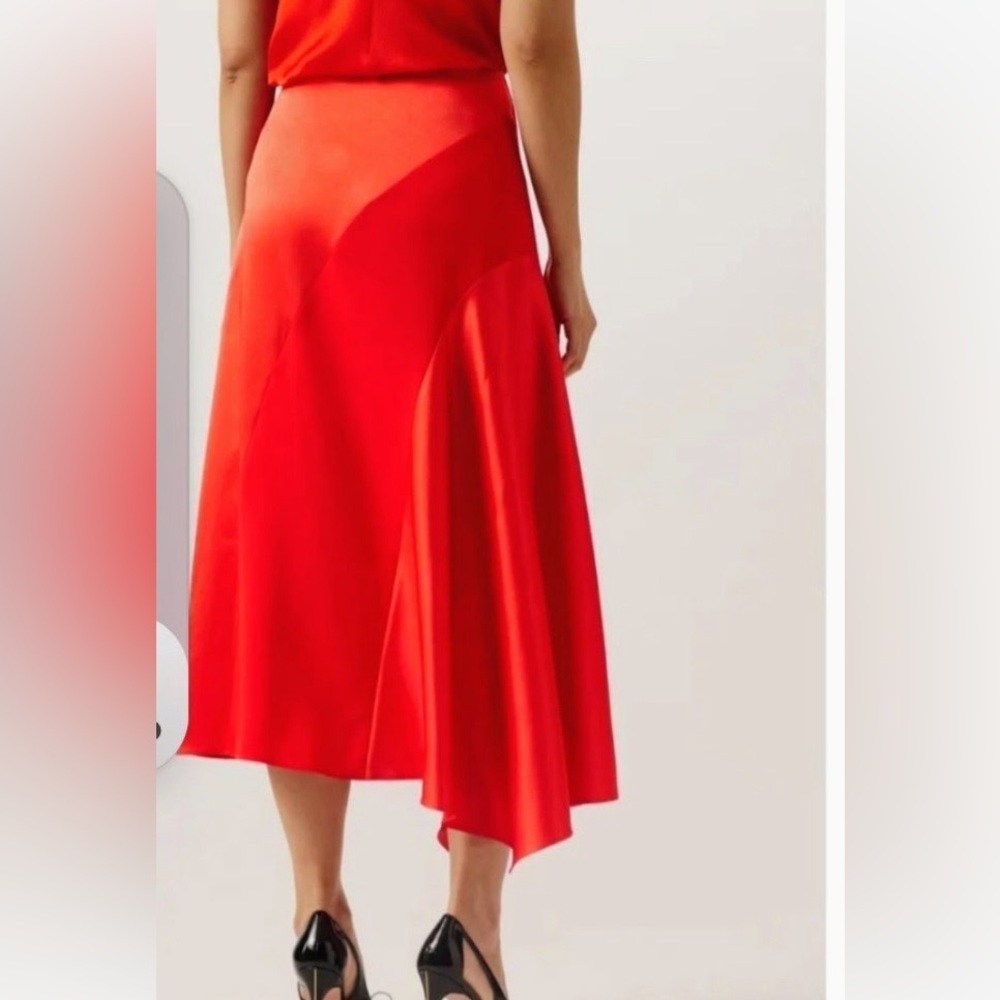 Ted Baker Bolsena asymmetric side drape satin‎ Bold Red Garment